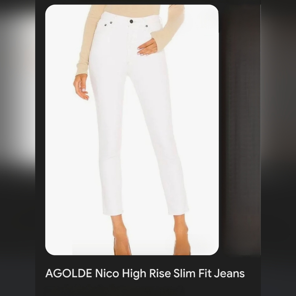 Agolde Nico High Rise Slim Fit Jeans  White Little Stretch